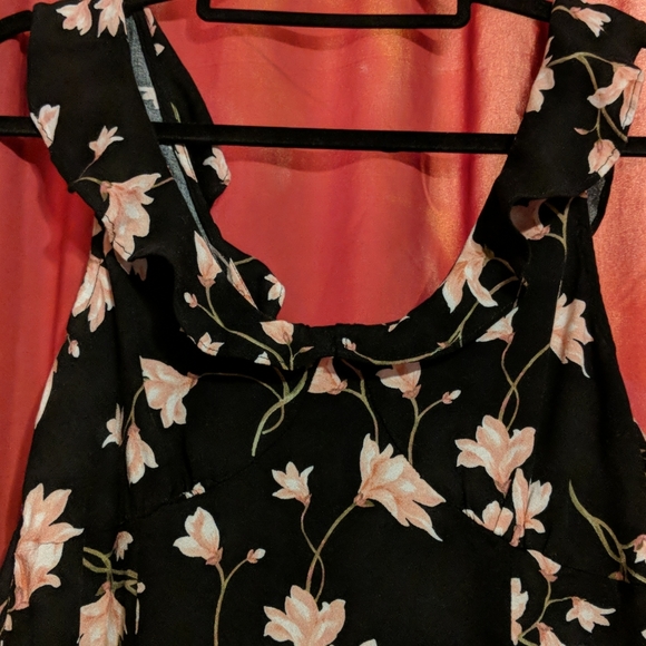 Aeropostale Sleeveless Floral Dress Black Ruffled Neckline Juniors Size XL - Picture 2 of 6